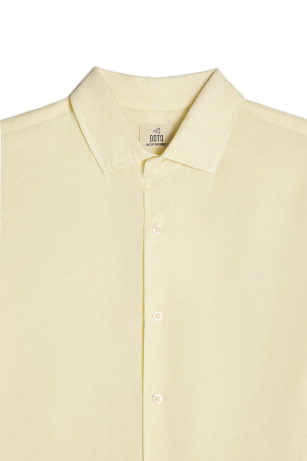 Cortefiel Camisa algodón lino manga larga Amarillo