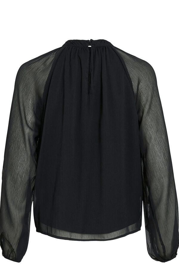 Vila Blusa de chiffon com babados Preto