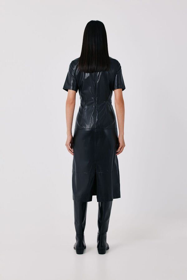 Cortefiel Vestido efecto piel Negro
