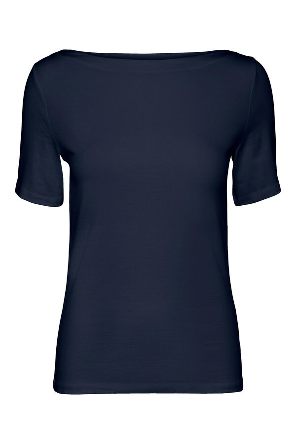 Cortefiel Essential boat neck T-shirt Navy