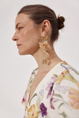 Cortefiel Long flower earrings Gold