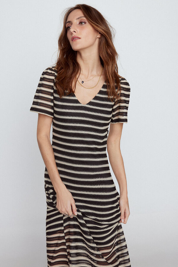 Cortefiel Jersey-knit dress with floaty sleeves Printed white