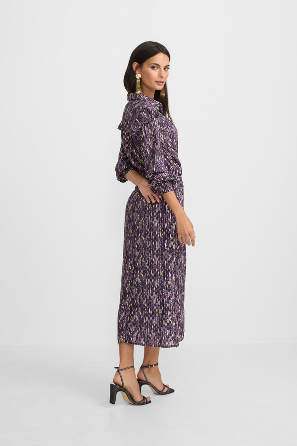 Silbon Ikat print midi skirt with slit Purple
