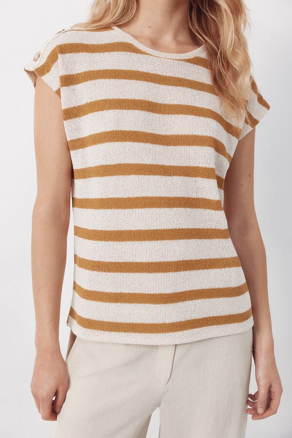 Cortefiel T-shirt textura riscas Dourado