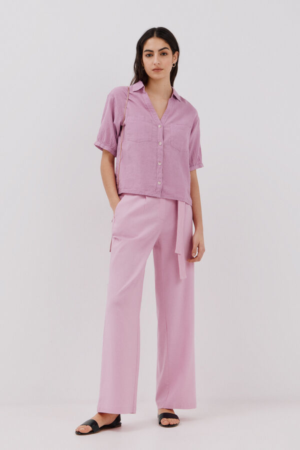 Cortefiel Linen trousers Pink