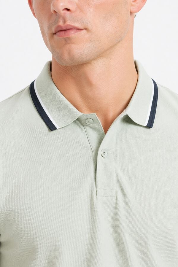 Selected Piqu&eacute; short sleeve polo shirt Kaki