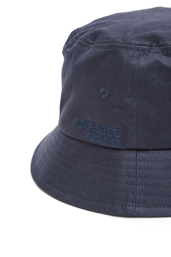 Cortefiel Sombrero Bucket con logo bordado confeccionado 100% con algodón orgánico. Gris oscuro