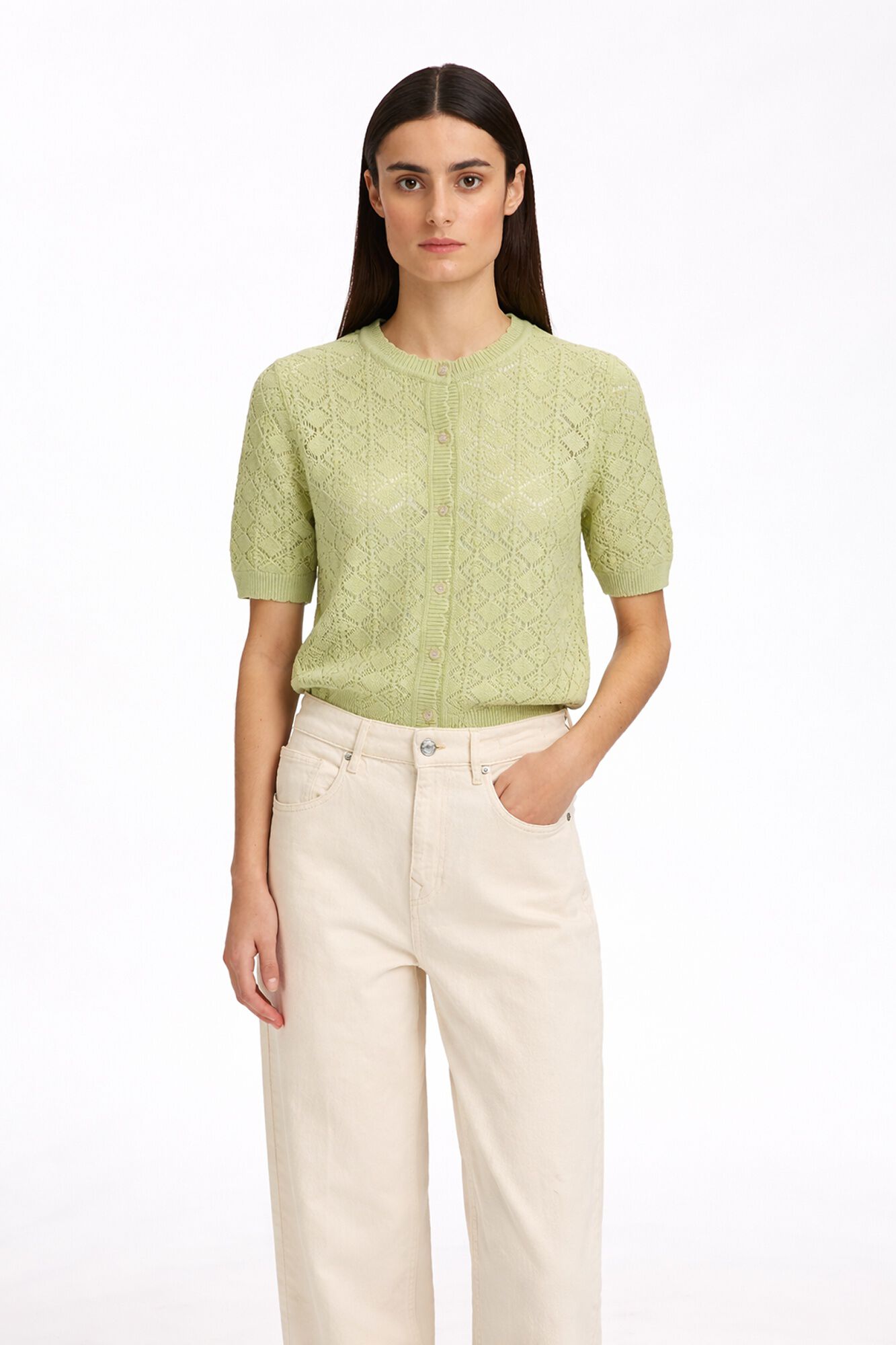 Selected Casaco de malha de malha aberta com manga curtas