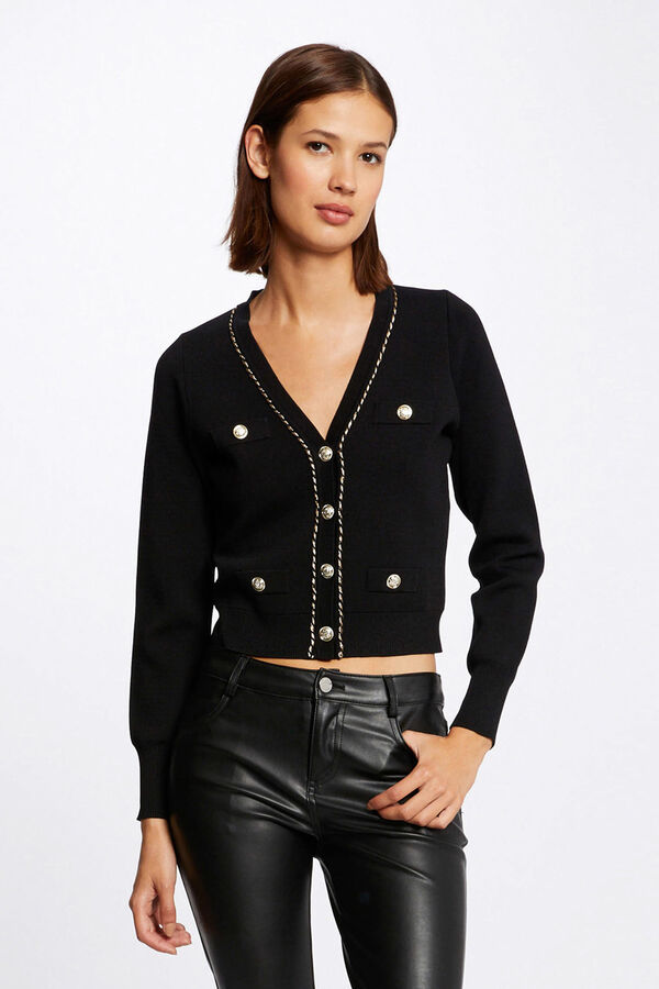 Morgan C&aacute;rdigan manga larga abotonado Negro