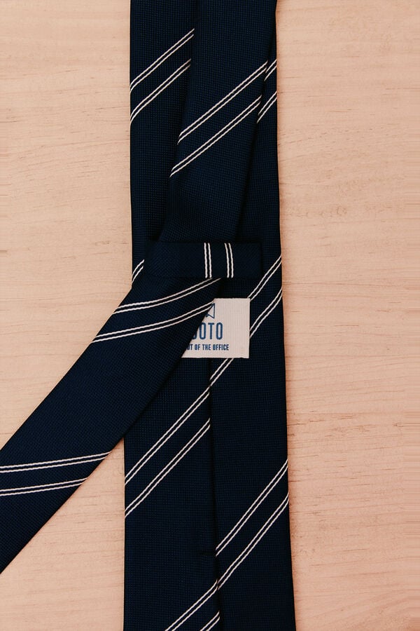 OOTO Natural silk tie Navy