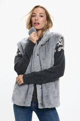 Vero Moda Colete de pele de gola alta Cinzento