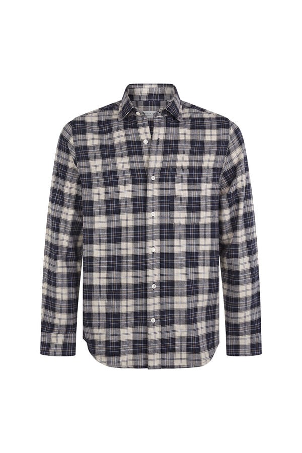 Cortefiel Checked flannel shirt Navy