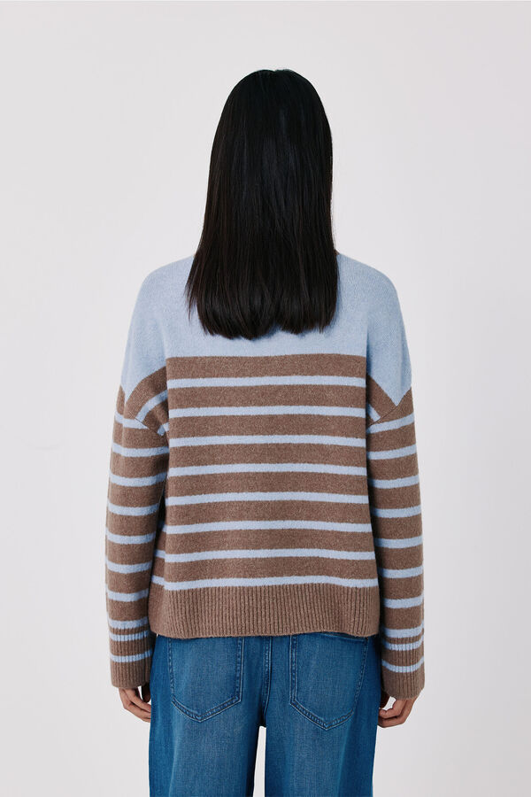 Cortefiel Striped soft jumper Beige
