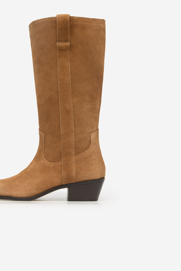Cortefiel split leather cowboy boot Nude