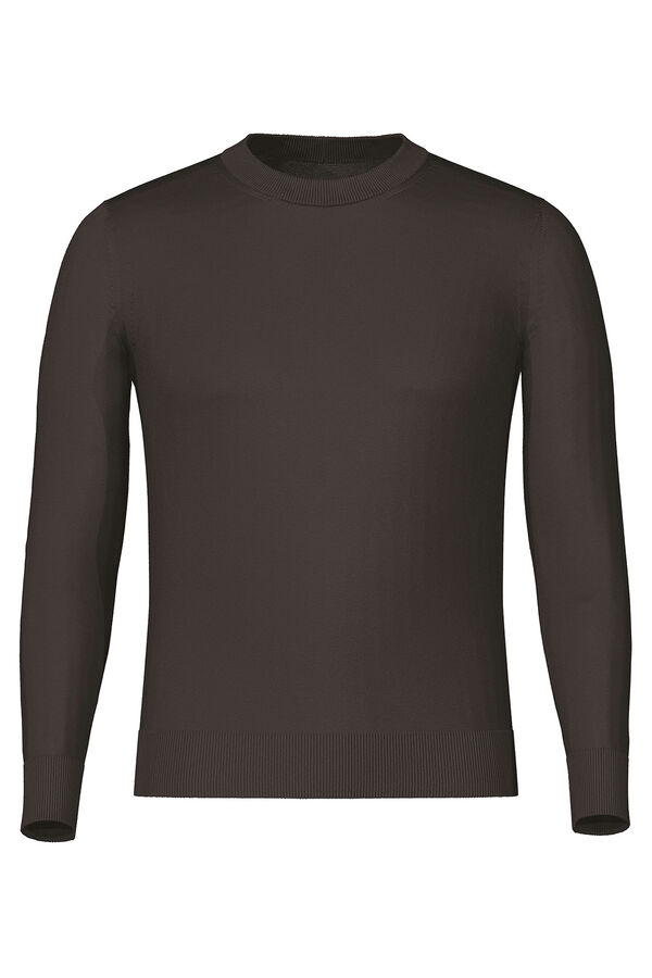 Selected Malha leve 100% camisola algodão orgânico.  Castanho