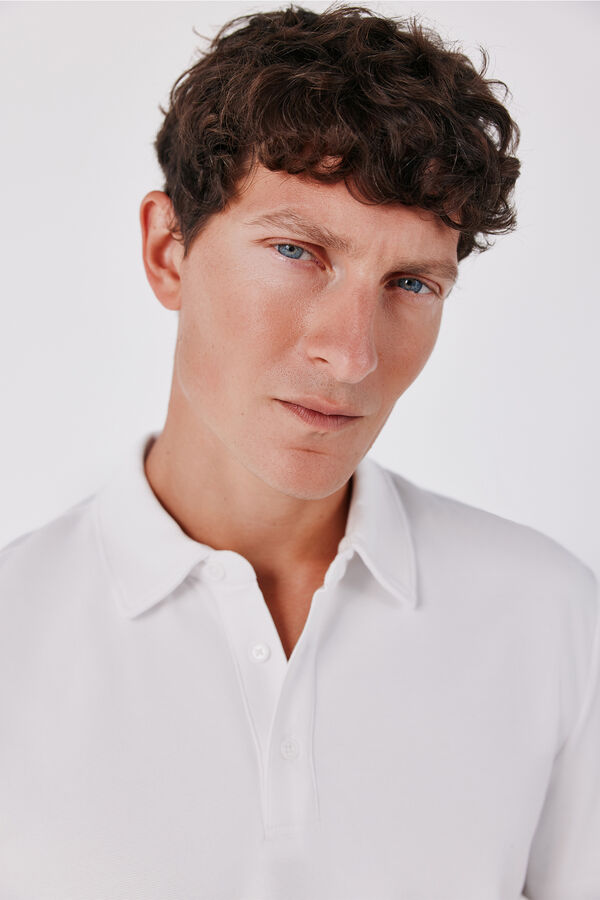 Cortefiel Ottoman structure polo shirt White