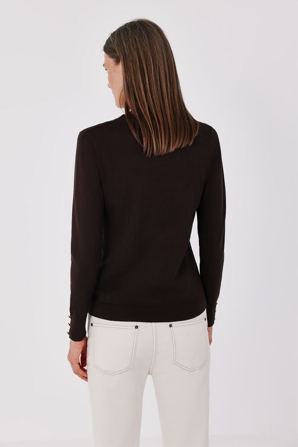 Cortefiel Round neck jumper Dark brown