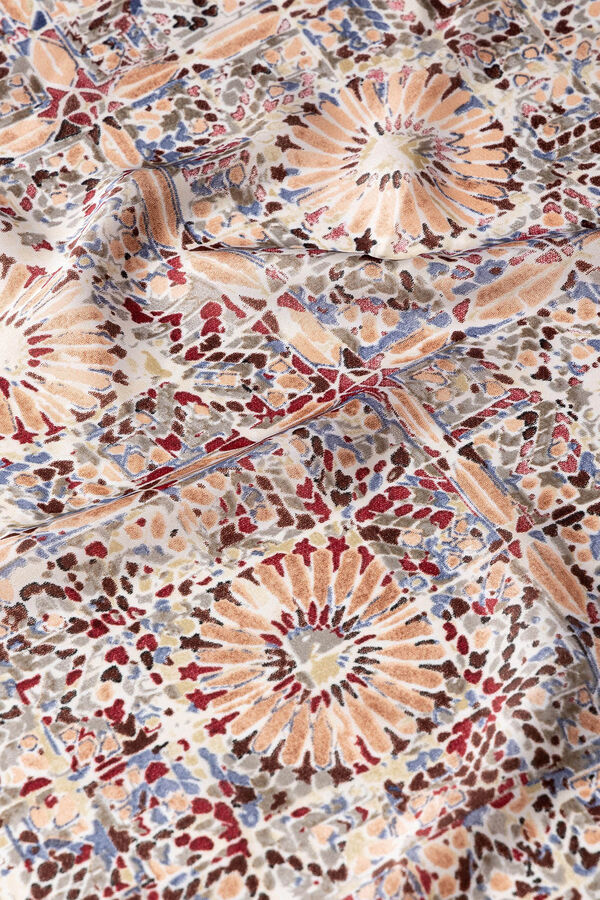 Vilanova Len&ccedil;o de cetim estampado Castanho