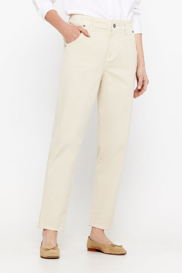 Cortefiel Slouchy paperbag trousers Ivory