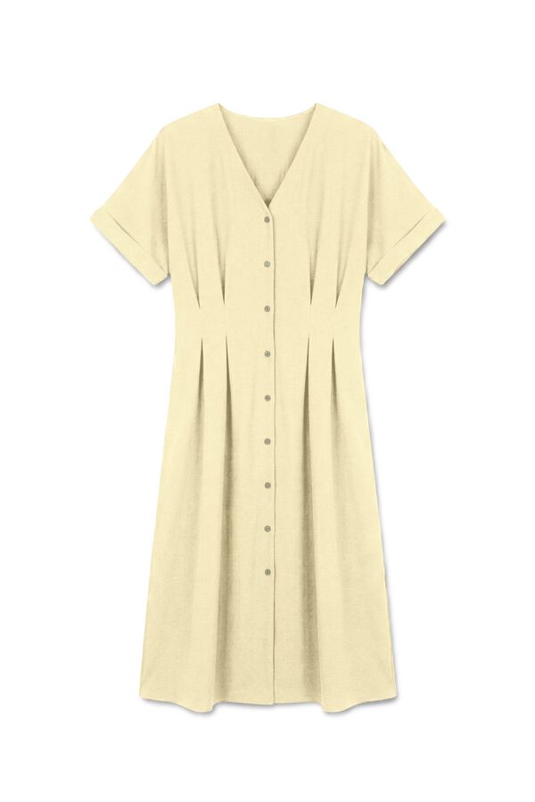 Vero Moda Vestido camiseiro com pregas Amarelo