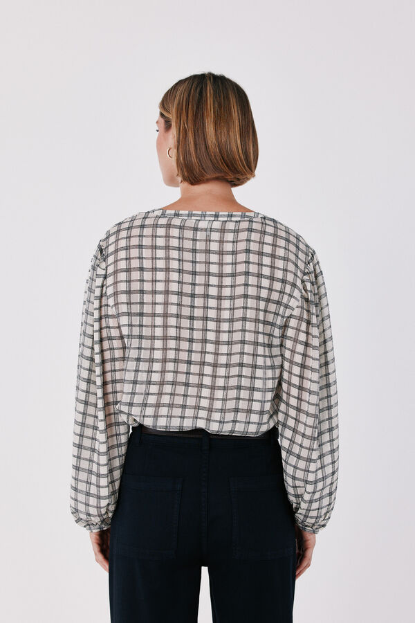 Cortefiel Plaid print blouse Printed beige