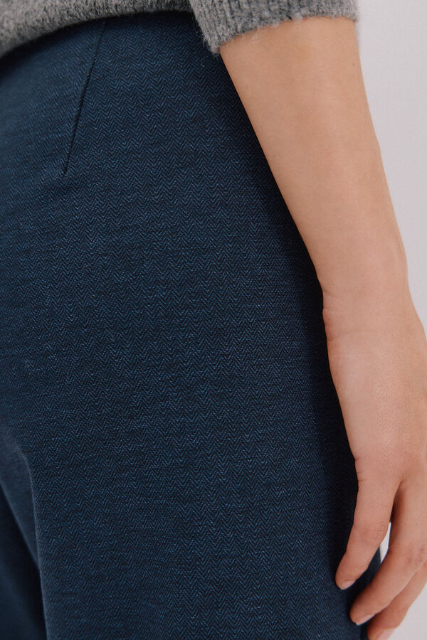 Cortefiel Pantalón punto roma espiga Printed blue