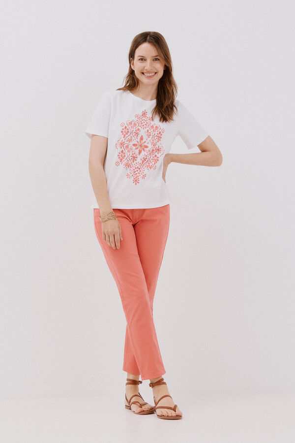 Cortefiel Positional print t-shirt White