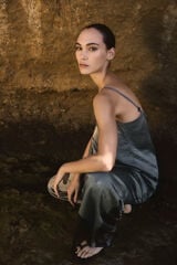 Selected Femme Top de cetim com alças Cinzento