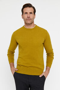Cortefiel Lambswool jumper with round neck Yellow