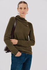Cortefiel Button neck jumper Kaki