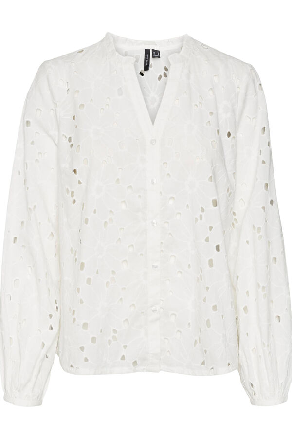 Cortefiel Camisa de algodón de manga larga Blanco