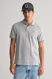 Cortefiel Tipped Piqué Polo Shirt Grey