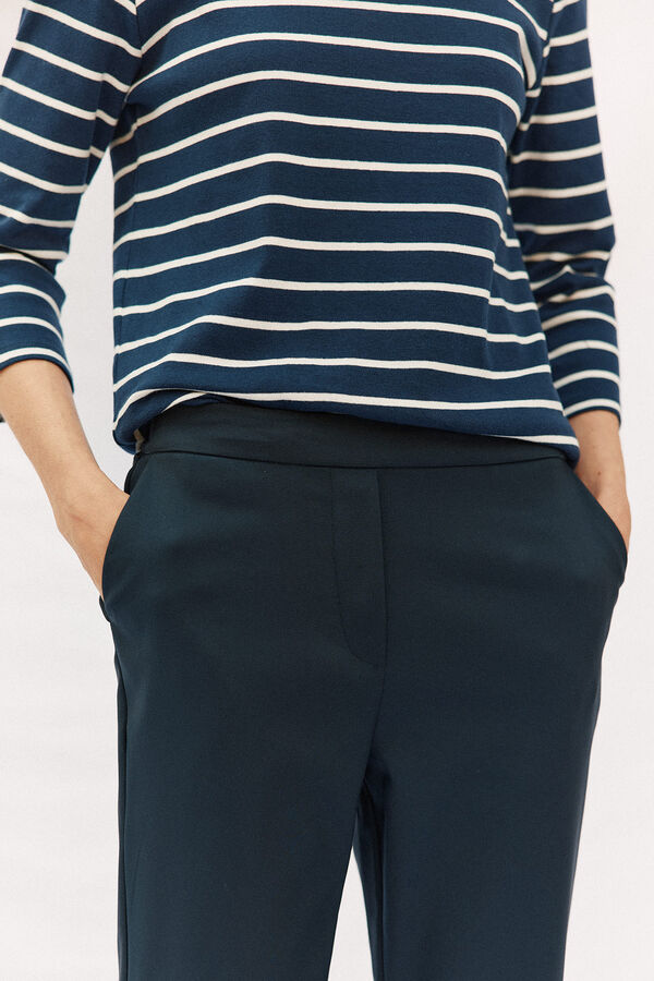 Cortefiel Straight trousers with elasticated back Navy