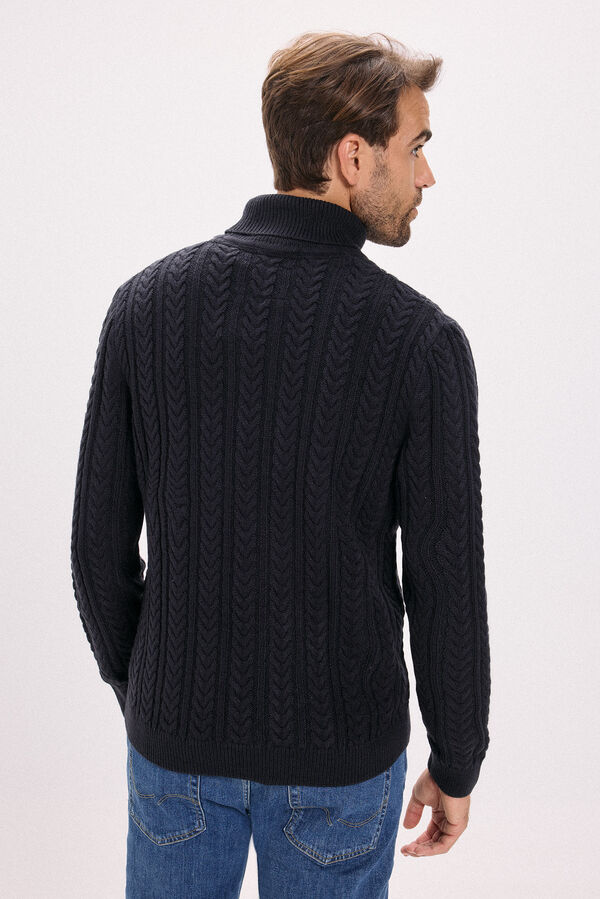 Jack & Jones Camisola de malha gola em tricô trançado Azul