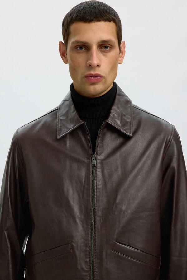 Selected 100% lamb leather jacket Camel