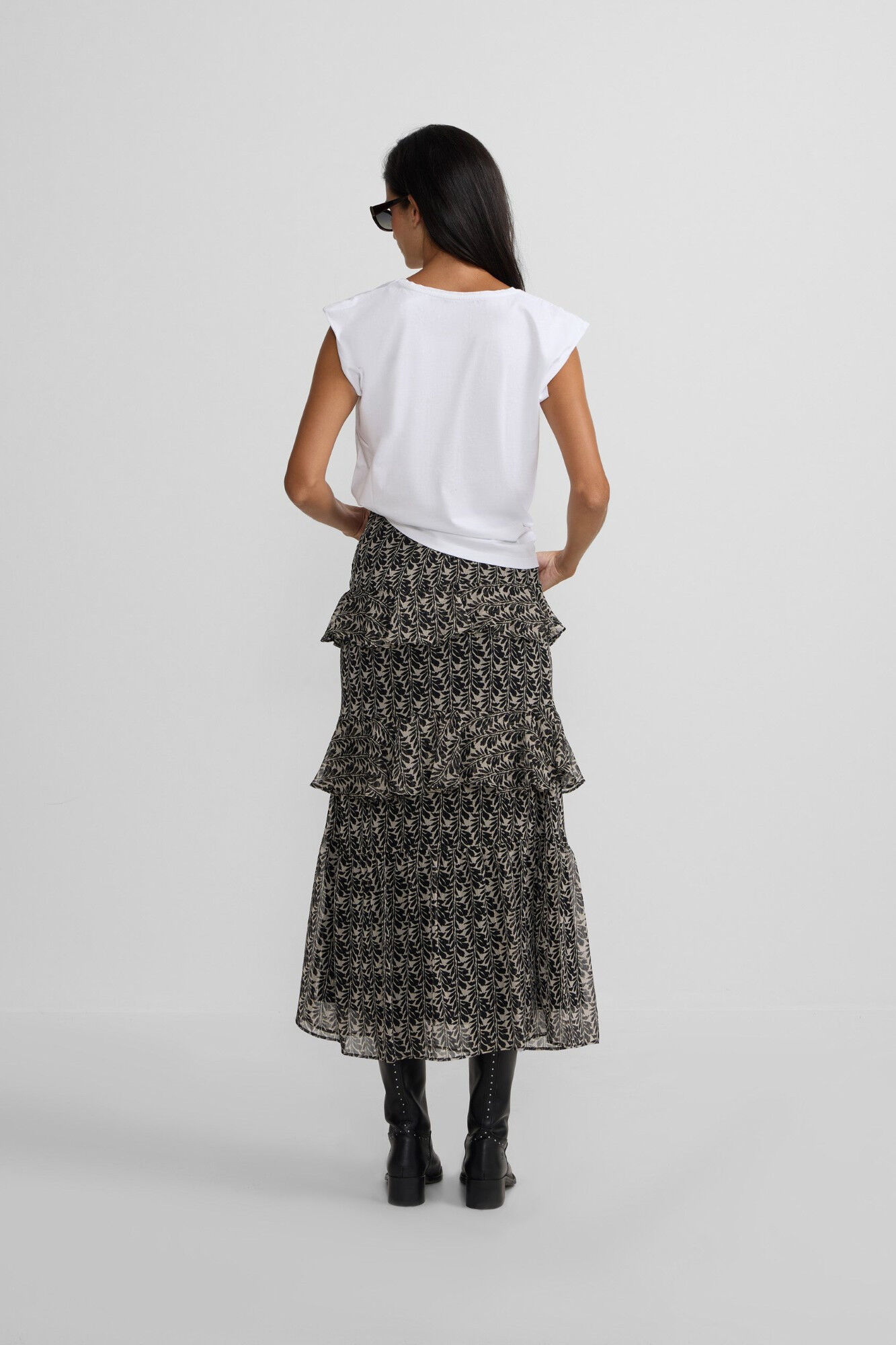 Silbon Falda larga volantes estampado