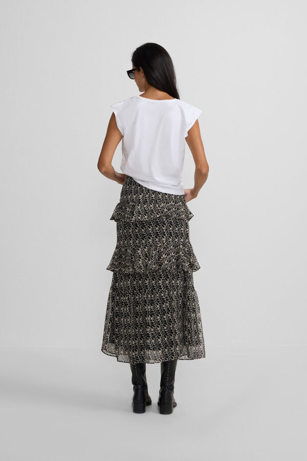 Silbon Saia longa estampado com babados Multicolorido