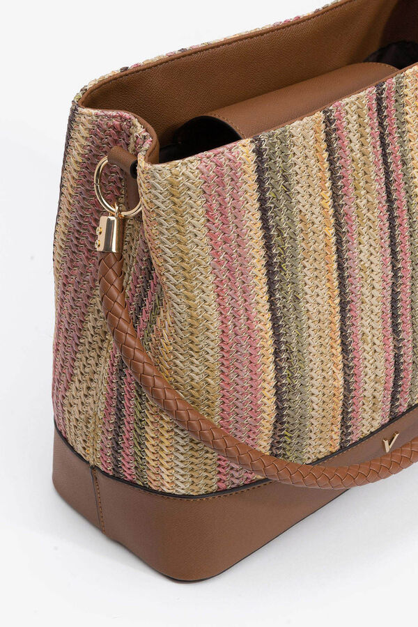 Cortefiel Multicoloured braided-effect shopper bag Beige