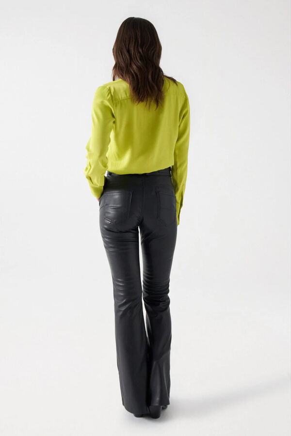 Cortefiel Faith push-in faux leather trousers Black