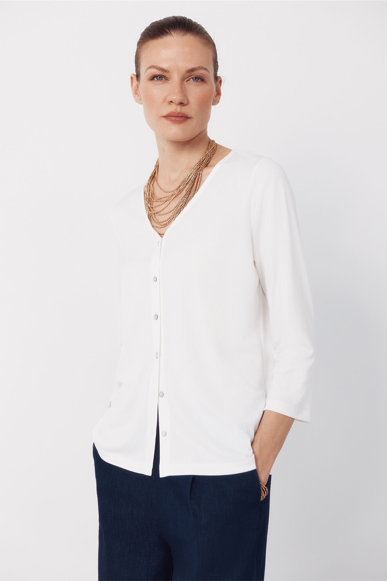 Cortefiel V- neckline top with buttons