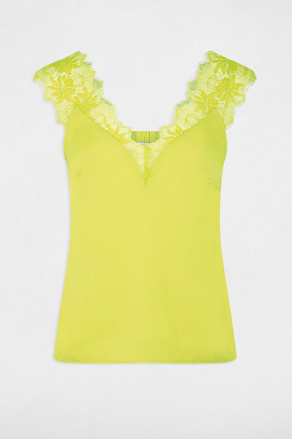 Cortefiel Blouse with wide lace straps Yellow