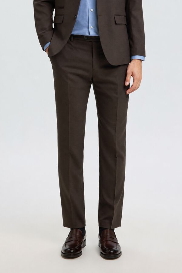 Selected Cal&ccedil;as de fato Slim Fit Castanho