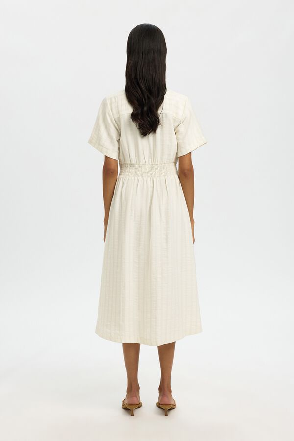 Selected Vestido midi &agrave;s riscas Branco