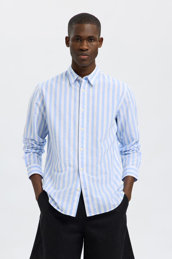 Selected Long-sleeved linen shirt Blue