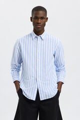 Selected Long-sleeved linen shirt Blue