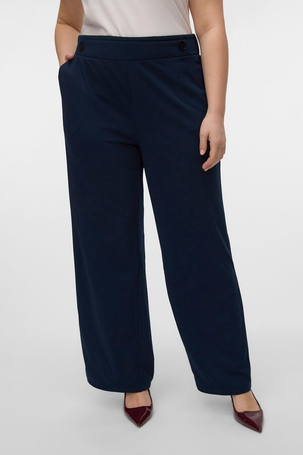Vero Moda Curve Cal&ccedil;a fluida de perna larga Azul