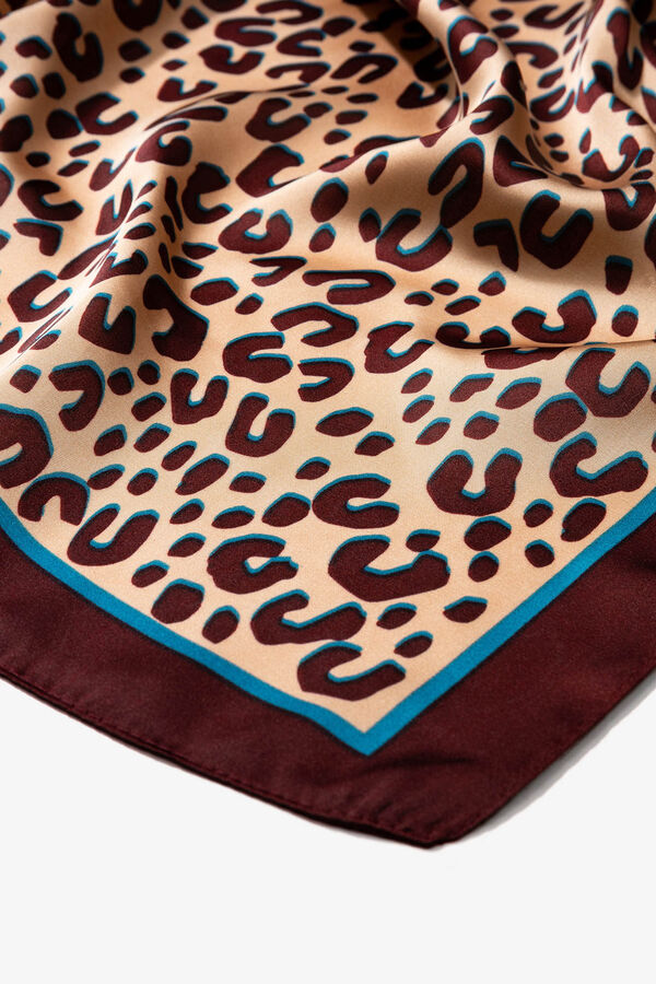 Vilanova Bandana de cetim com estampa de leopardo Castanho