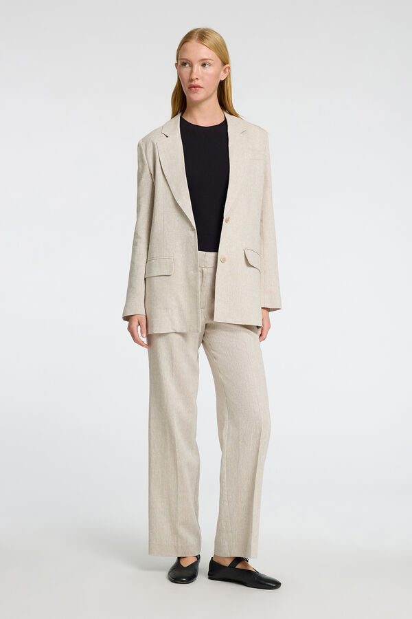 Selected Femme Pantalón de lino Wide Leg Marrón