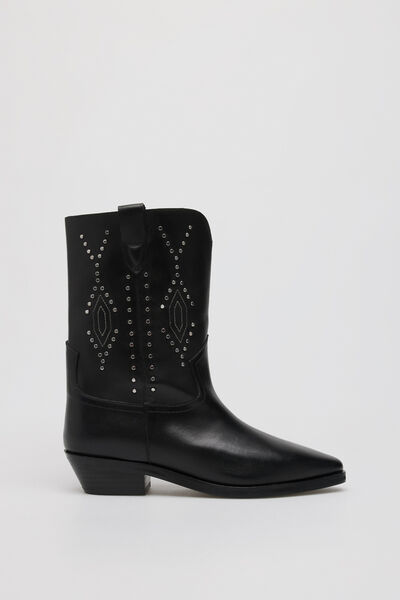 Cortefiel Studded napa boot Black