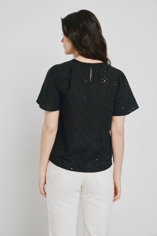 Vero Moda Short sleeve top with openwork lace Black